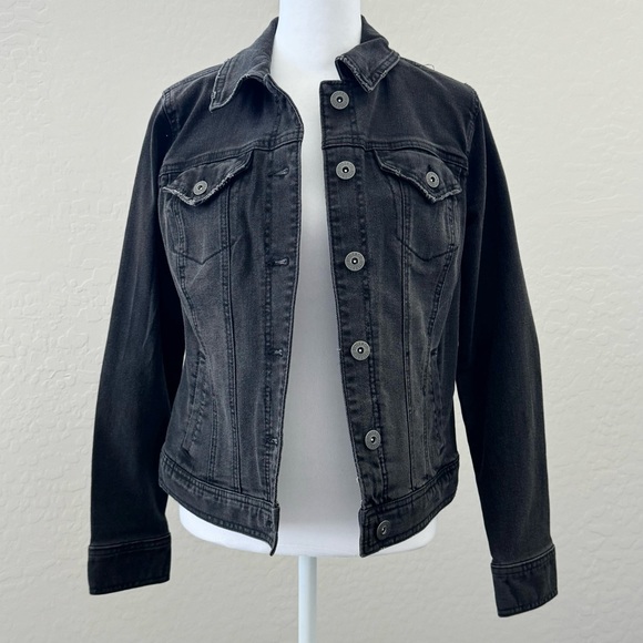 Style & Co Back Smudge Denim Jacket - Picture 1 of 5